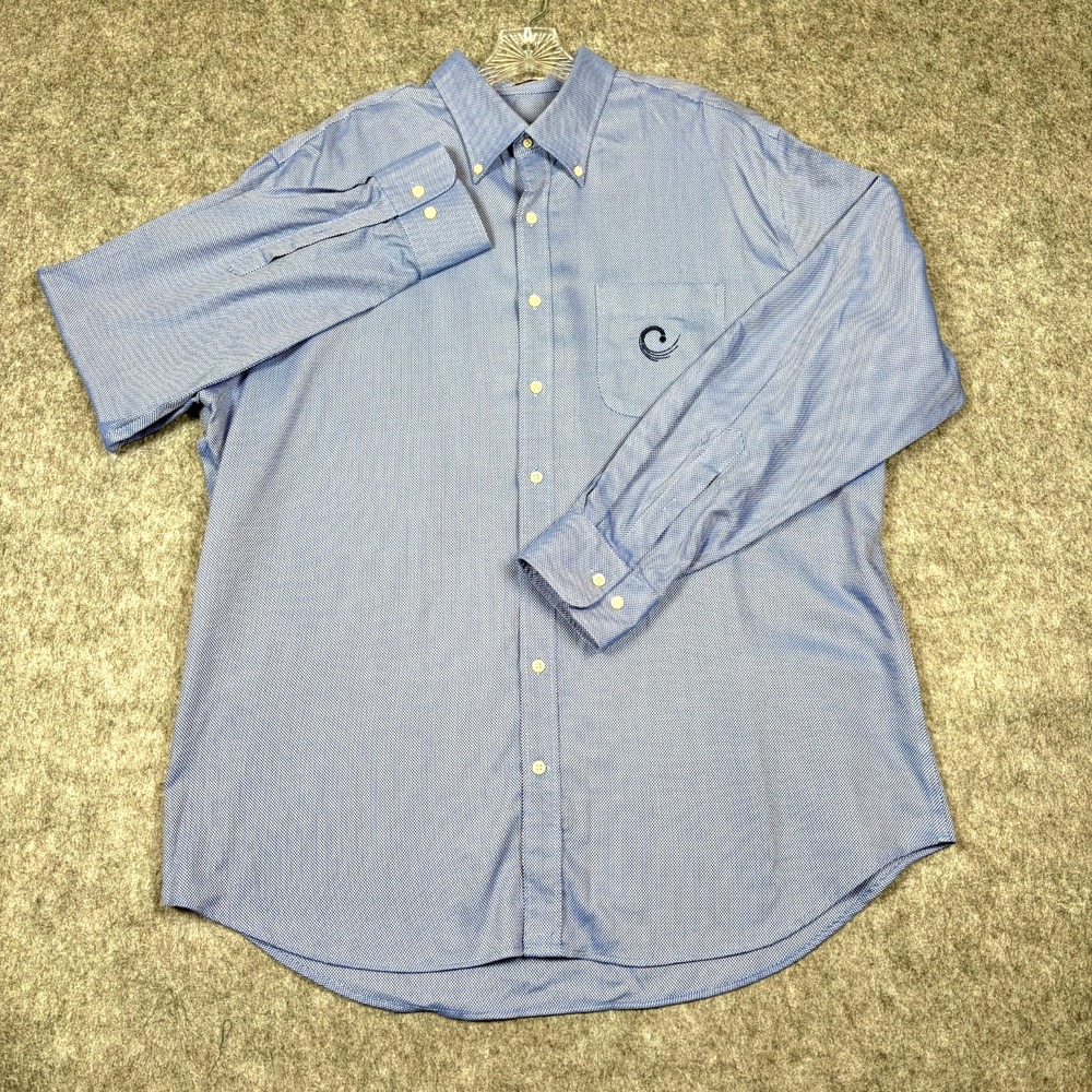 Peter Millar Mens Nanoluxe Dress Shirt Sz XL Blue Asia-Pacific Amateur Champ